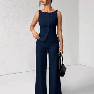 Elegant Navy Blue Women's Jumpsuit
